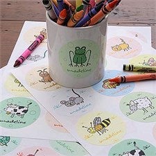 Personalized Kids Stickers - Little Creatures Design - 1918