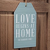 Personalized Wall Art Wood Tag - Love Begins - 19184