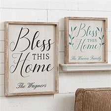 Bless This Home Personalized Wall Art - Barnwood Frame - 19278
