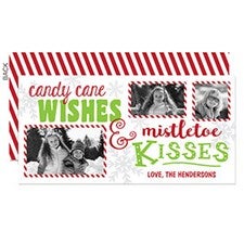 Candy Cane Wishes Holiday Photo Postcards - 19339