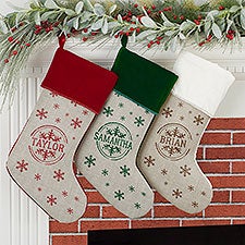 Stamped Snowflake Personalized Christmas Stockings - 19357