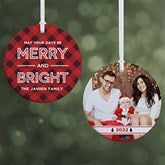Personalized Plaid Ornaments - Merry & Bright - 19446