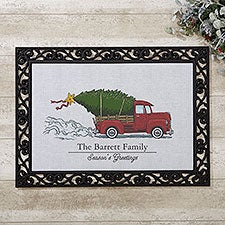 Personalized Christmas Doormats - Vintage Red Truck - 19464