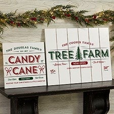 Personalized Wood Plank Signs - Vintage Holiday - 19474