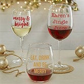 Personalized Christmas Wine Glasses - 19499