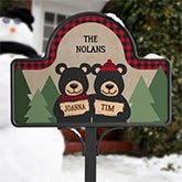 Personalized Garden Sign - Black Bear Family - 19523