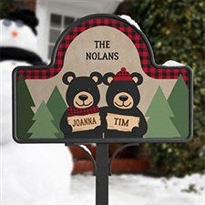 Personalized Garden Sign - Black Bear Family - 19523