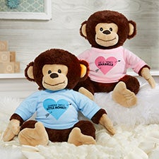 Personalised Soft Monkey Teddy N18 Valentines Love Gift 24cm Any Text Photo