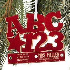 ABC  123 Personalized Teacher Ornament - 19590