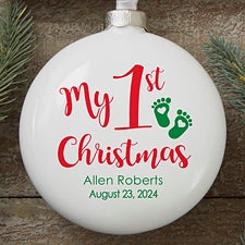 Personalized Babys First Christmas Ornament - Deluxe Slim Globe - 19603