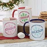 Stamped Snowflake Personalized Ceramic Coffee Mugs - 19643