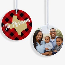 State Pride Buffalo Check Personalized Ornaments - 19646