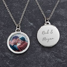 Engraved Personalized Couples Photo Pendant Necklace - 19738