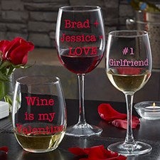 Personalized Valentines Day Wine Glasses - 19784