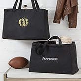 Personalized Large Black Tote Bag with Name or Monogram - 19791
