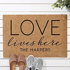 Custom Personalized Coir Doormat - Love Lives Here - 19823