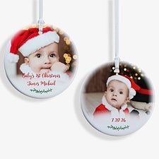 Personalized Baby Photo Ornament - Holly Branch - 19829