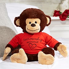 Personalized Valentine's Day Stuffed Monkey - 19960
