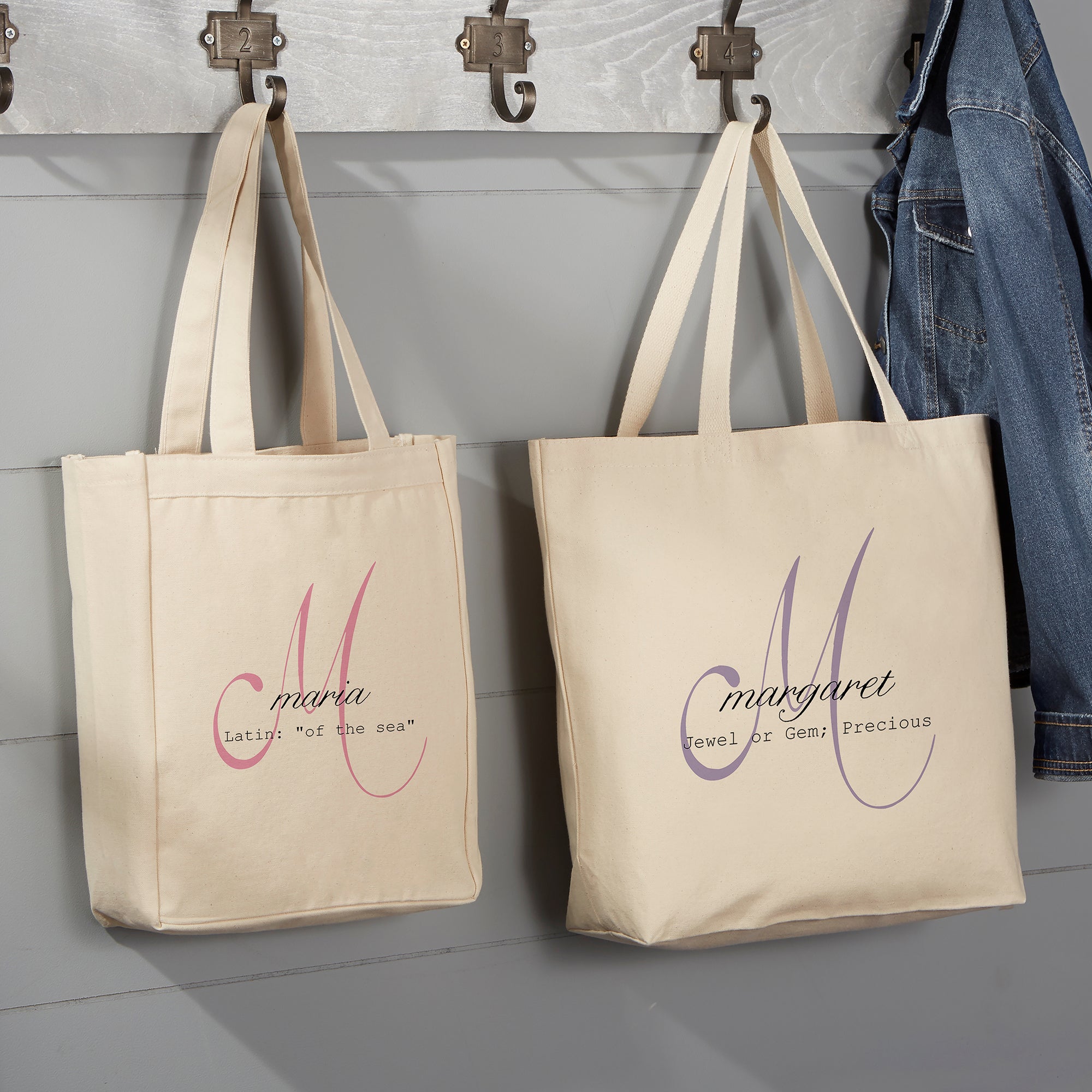 13804 Name Meaning Monogram Personalized Canvas Tote Bags