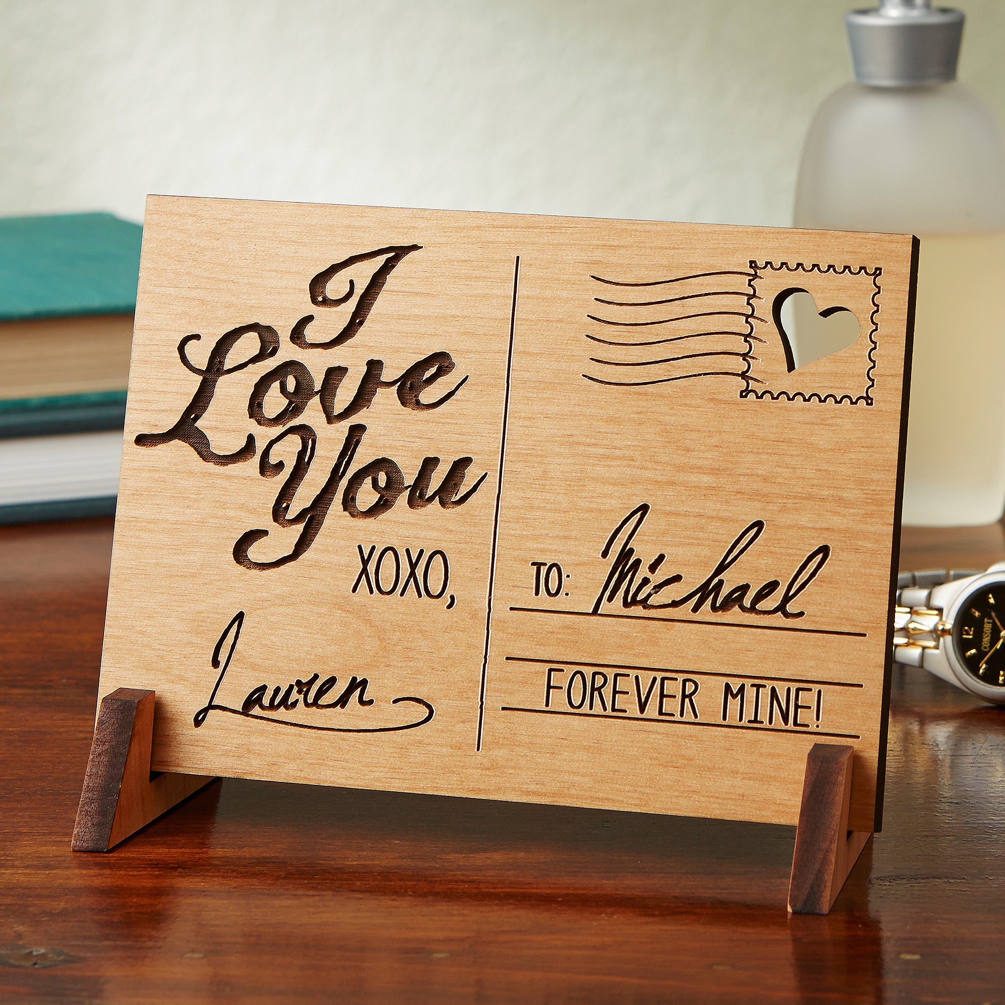 14005 - Sending Love Personalized Wood Postcard