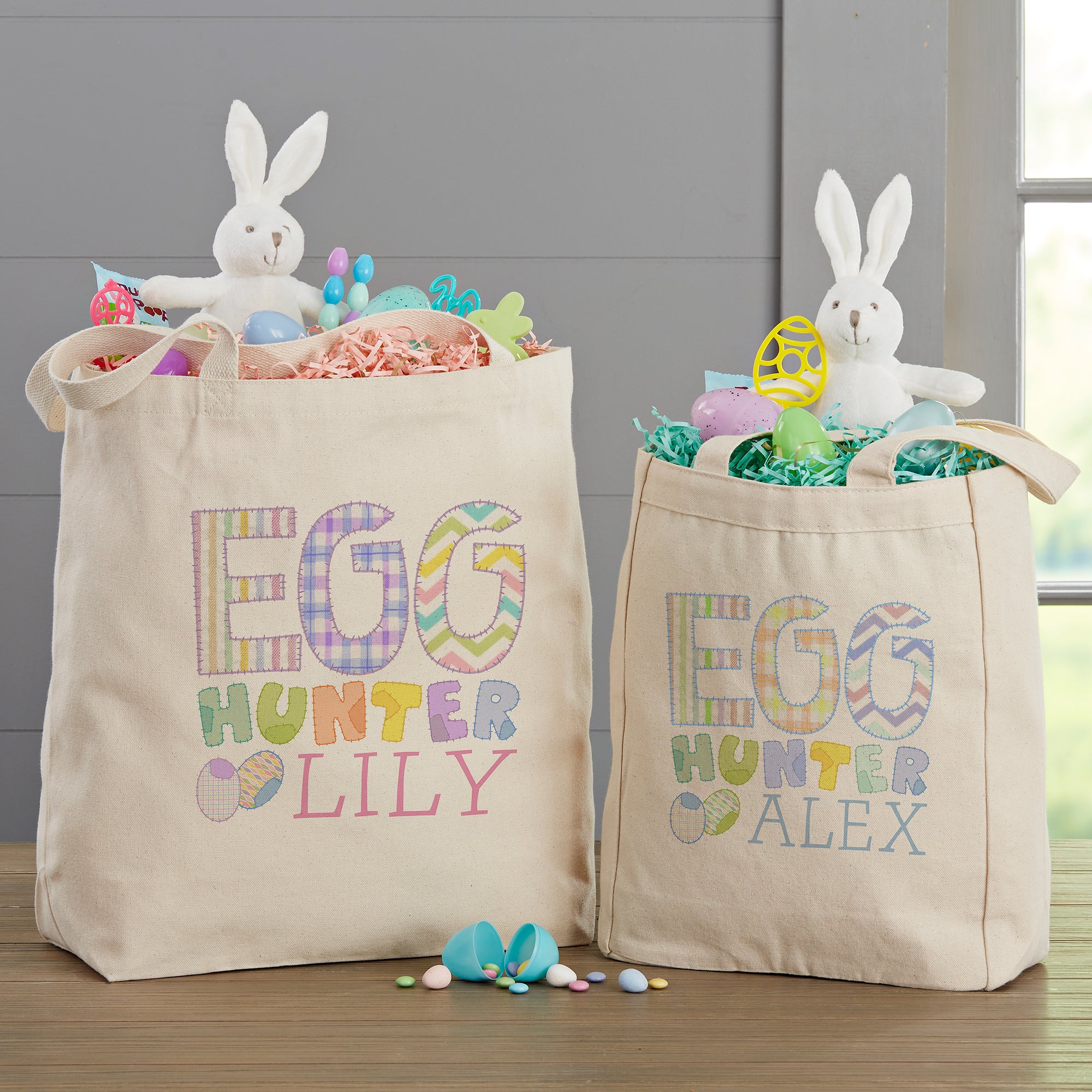 14080 - Egg Hunter Easter Personalized Canvas Tote Bags