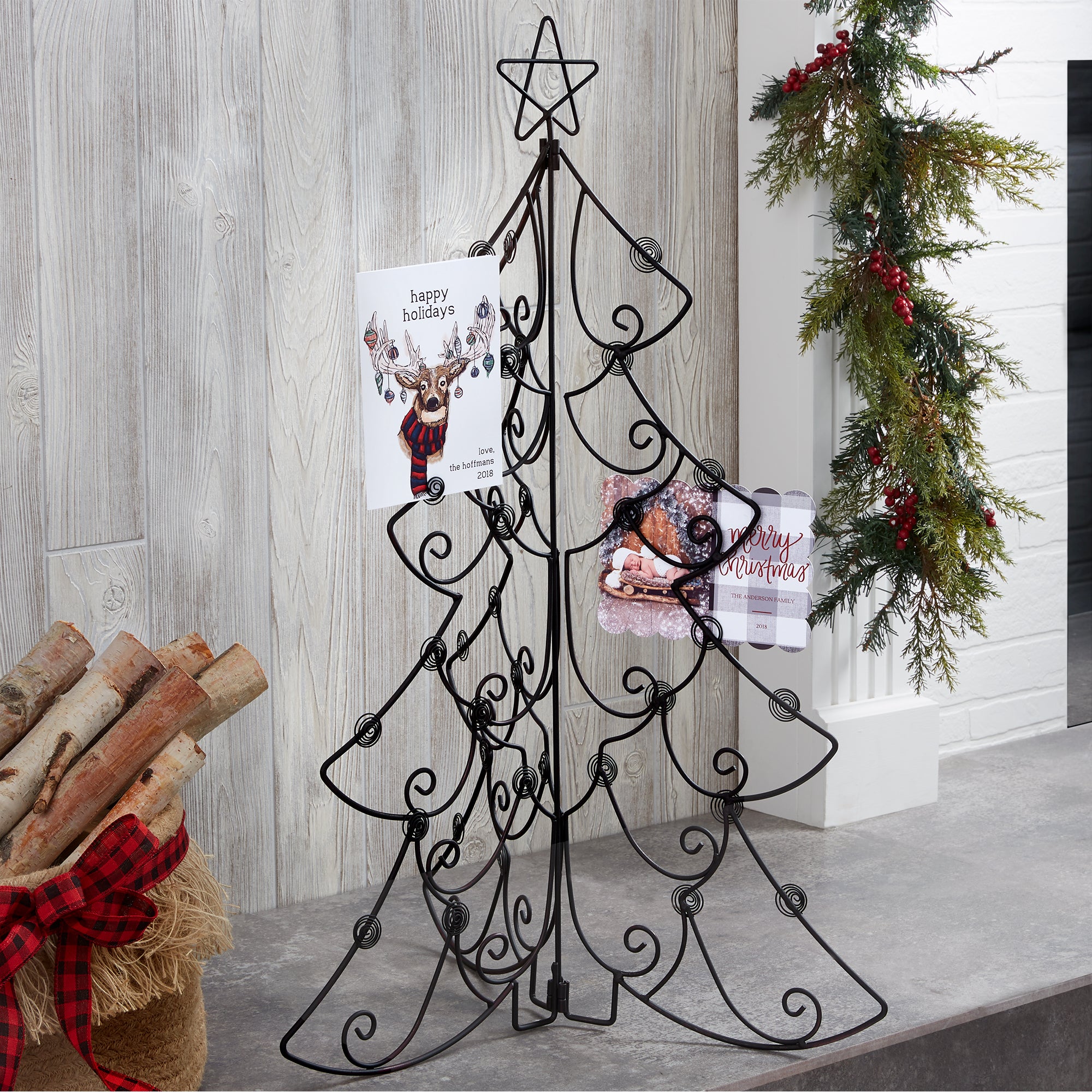 15143 Folding Metal Tree Tabletop Christmas Card Display Holder 31.75"