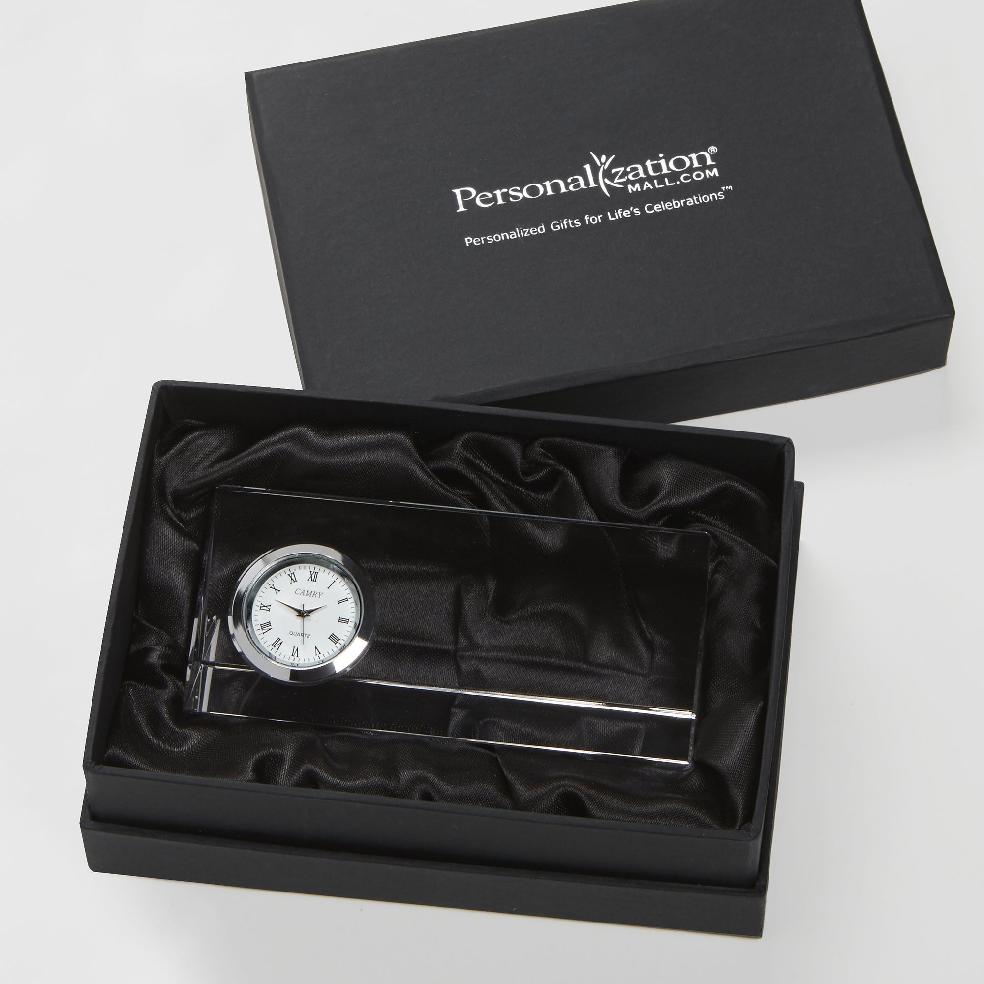 15311 - Executive Monogram Personalized Crystal Desk Clock Name Plate