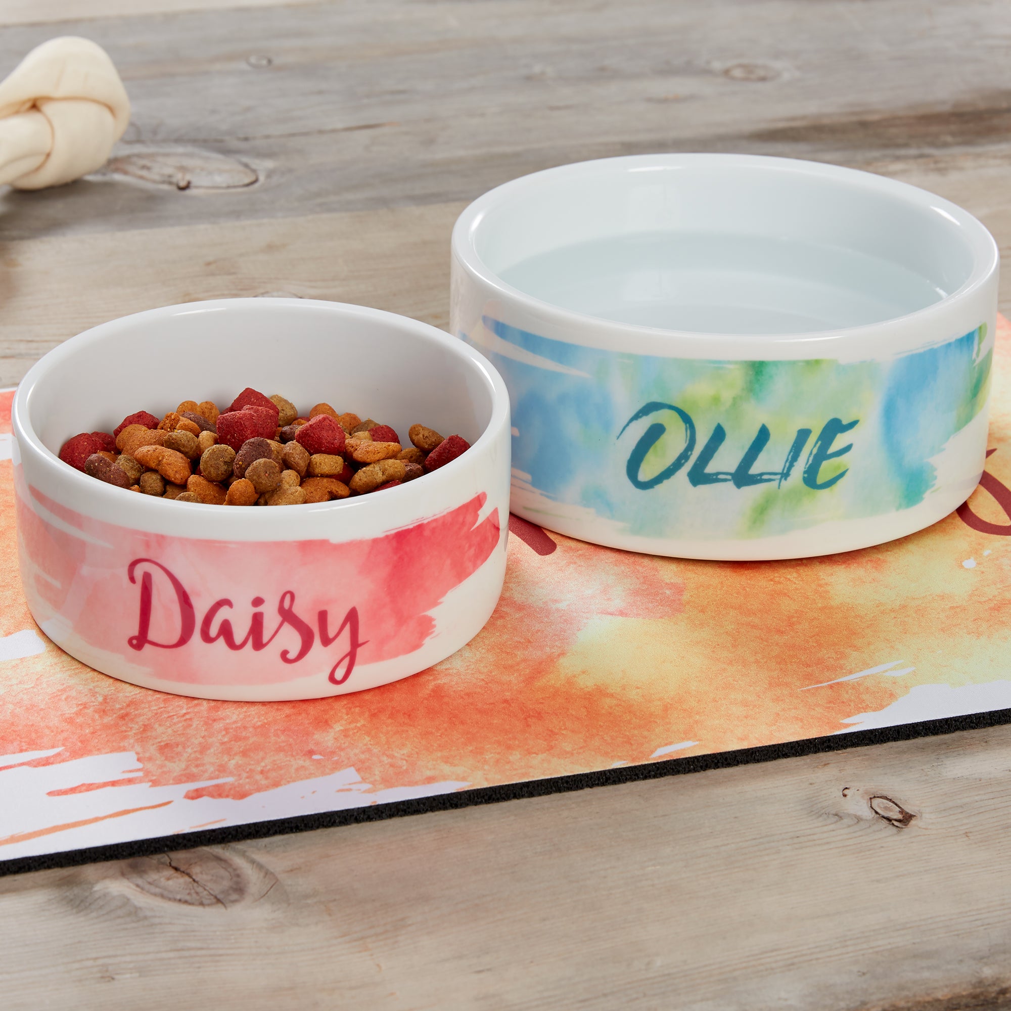 19022 Watercolor Personalized Dog Bowls