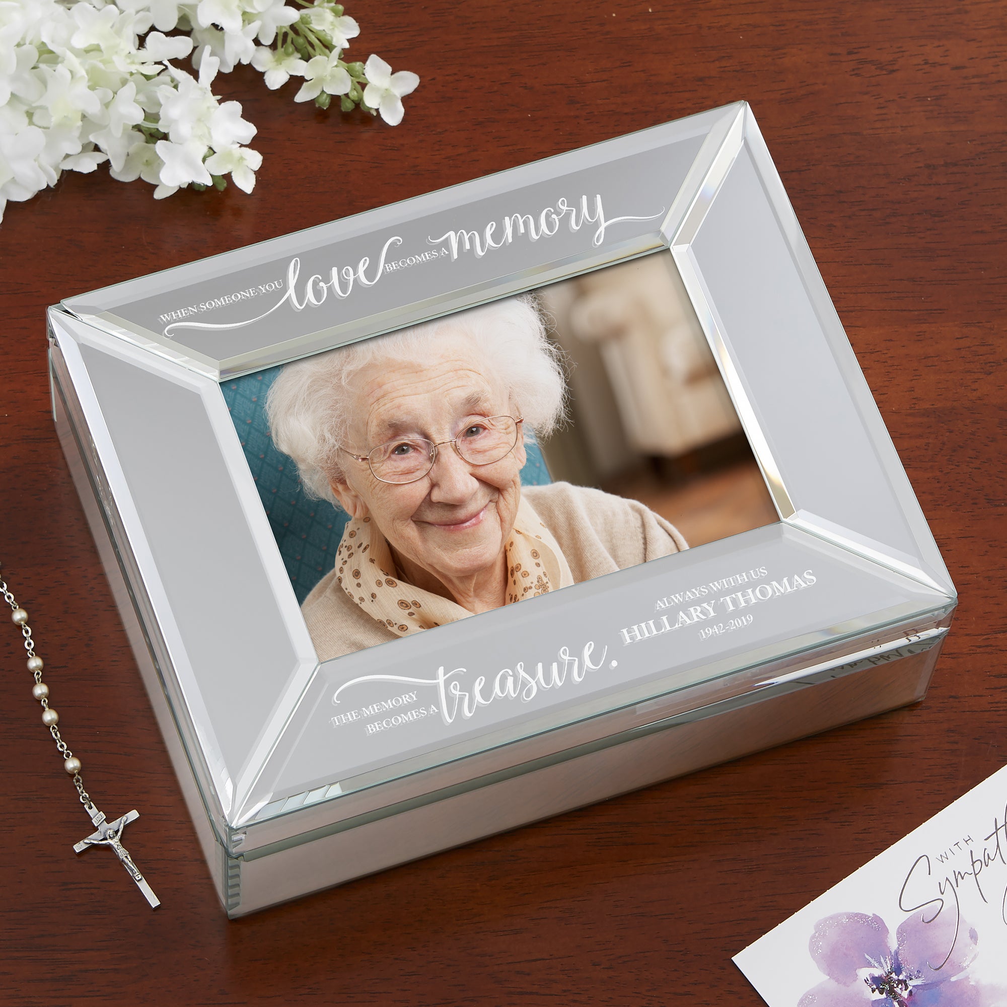 22931 - Memory Becomes A Treasure Engraved Mirrored Photo Keepsake Box