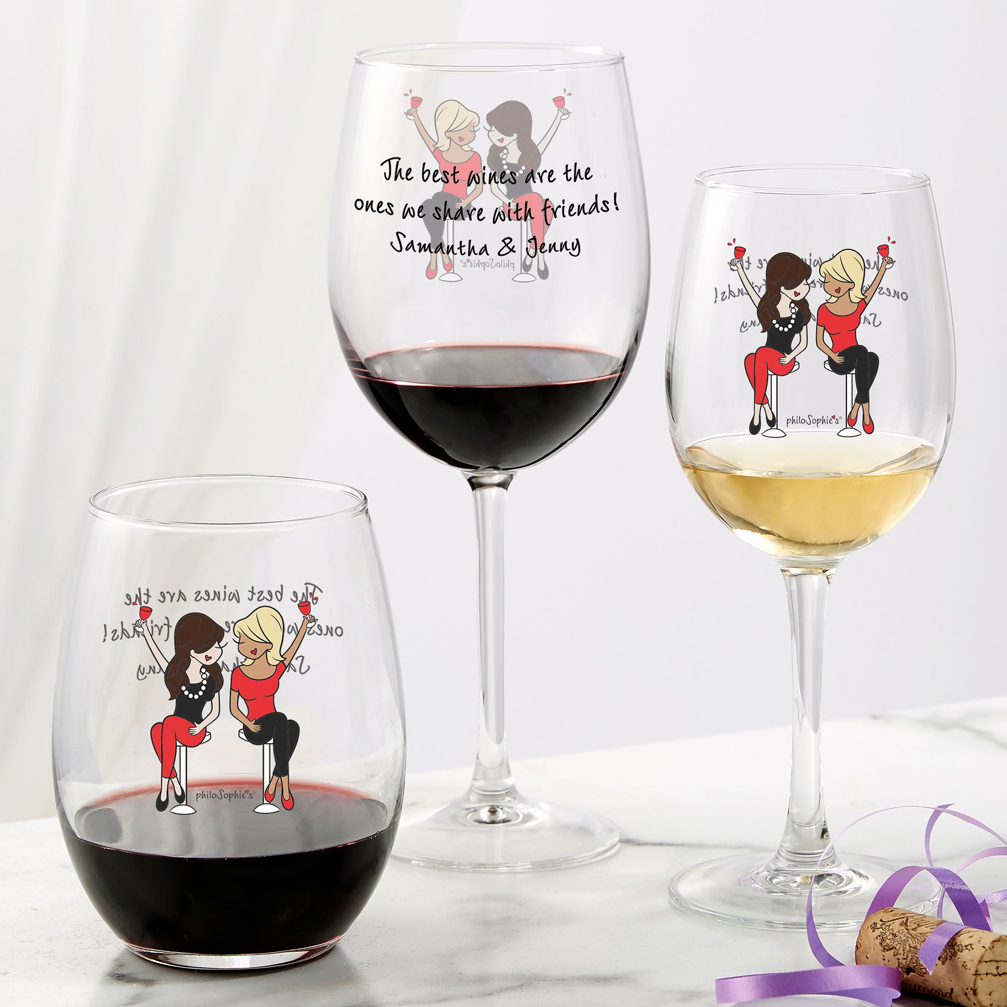 23422 Best Friend Wine Lover philoSophie's® Personalized Wine Glasses