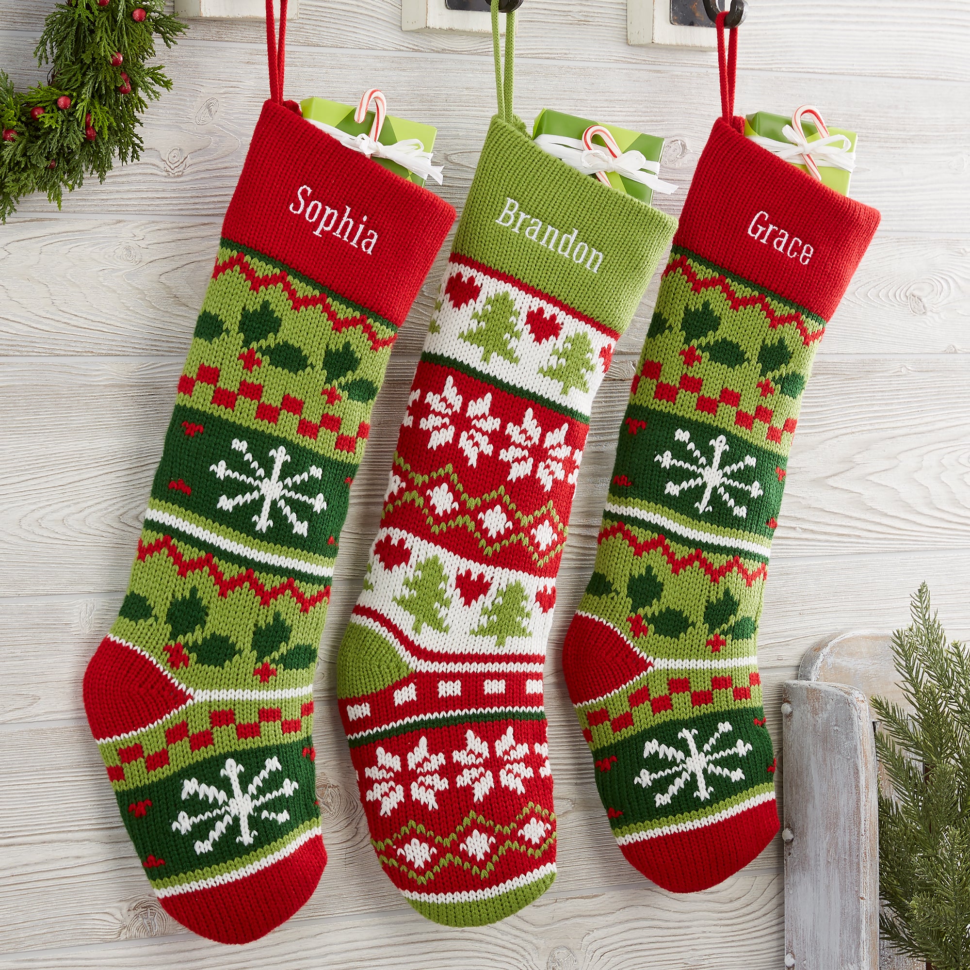 24258 - Holiday Icon Personalized Knit Christmas Stocking