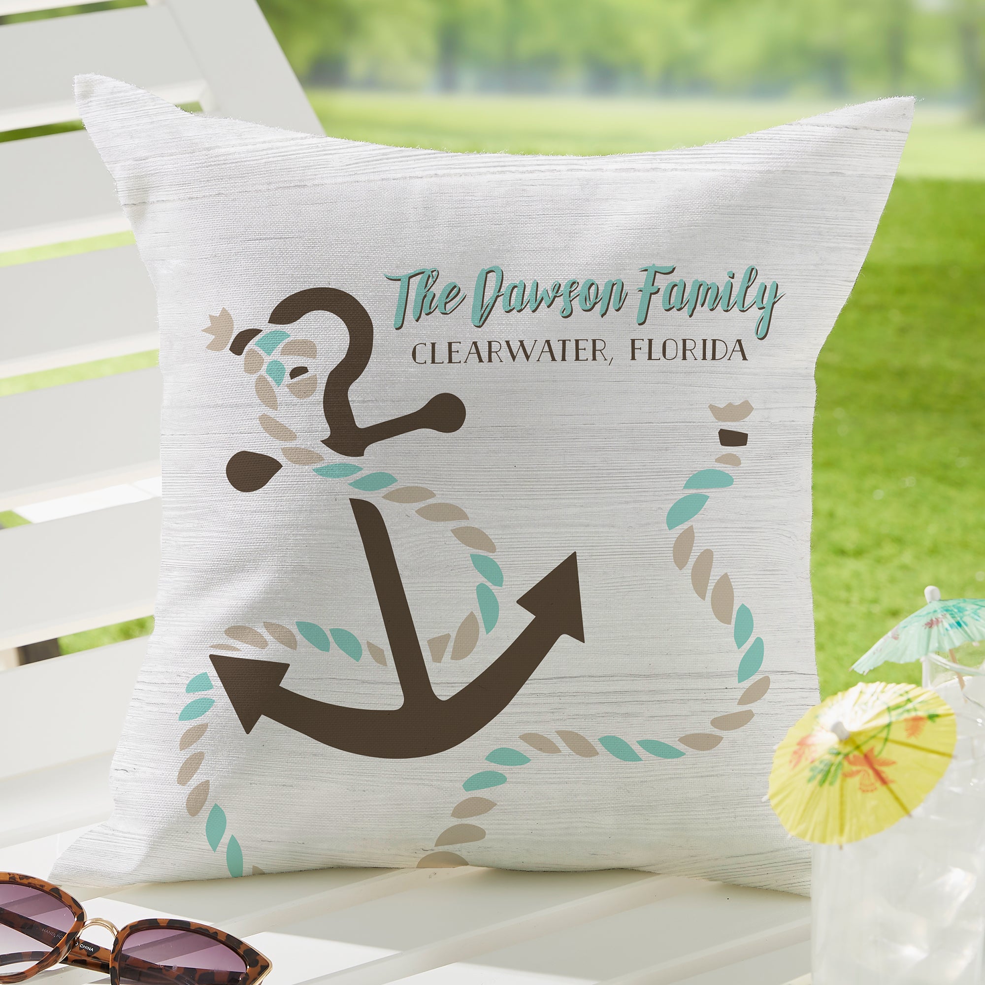 27496 - Beach Life Personalized Outdoor Throw Pillow
