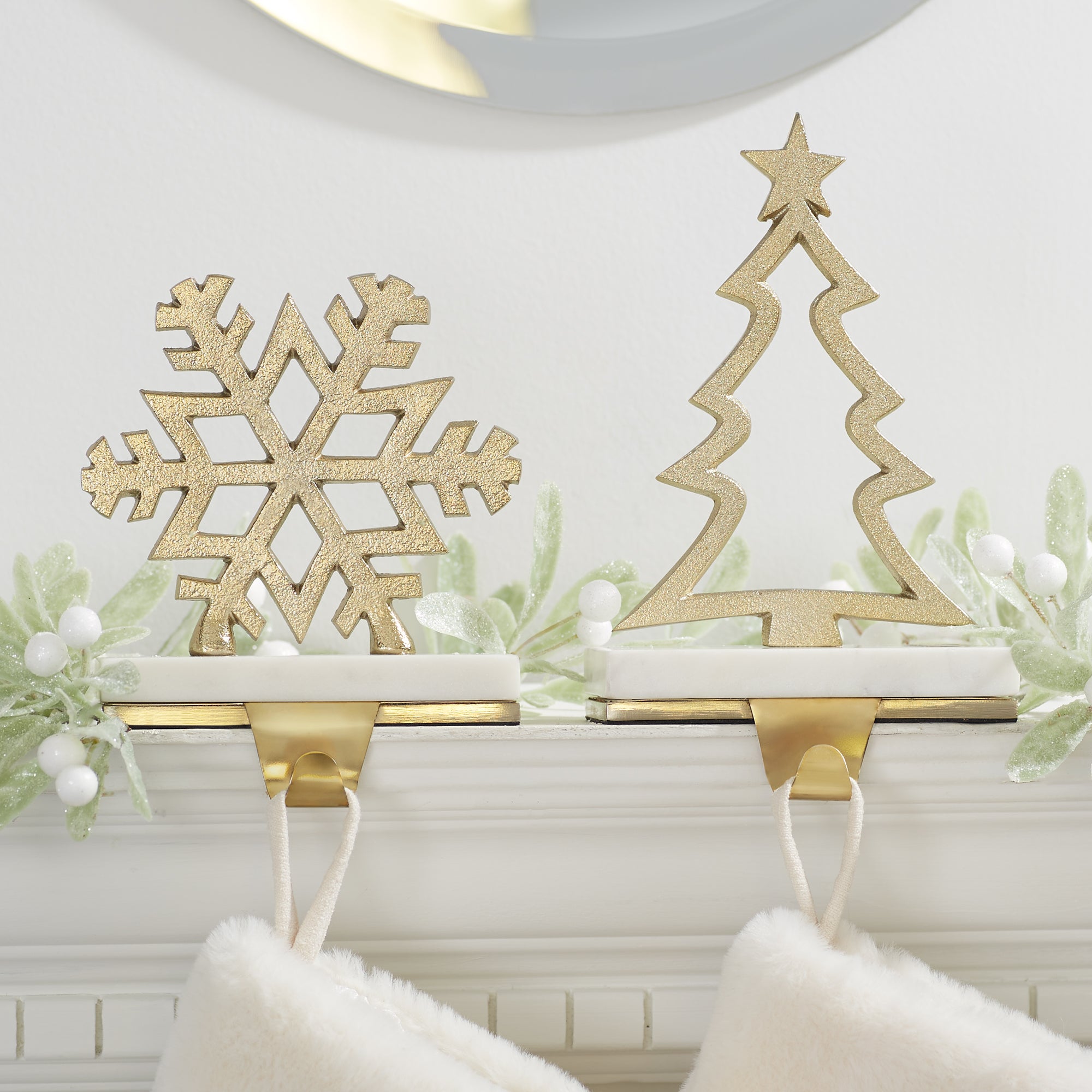 33322 Gold Metal & Marble Christmas Stocking Holder