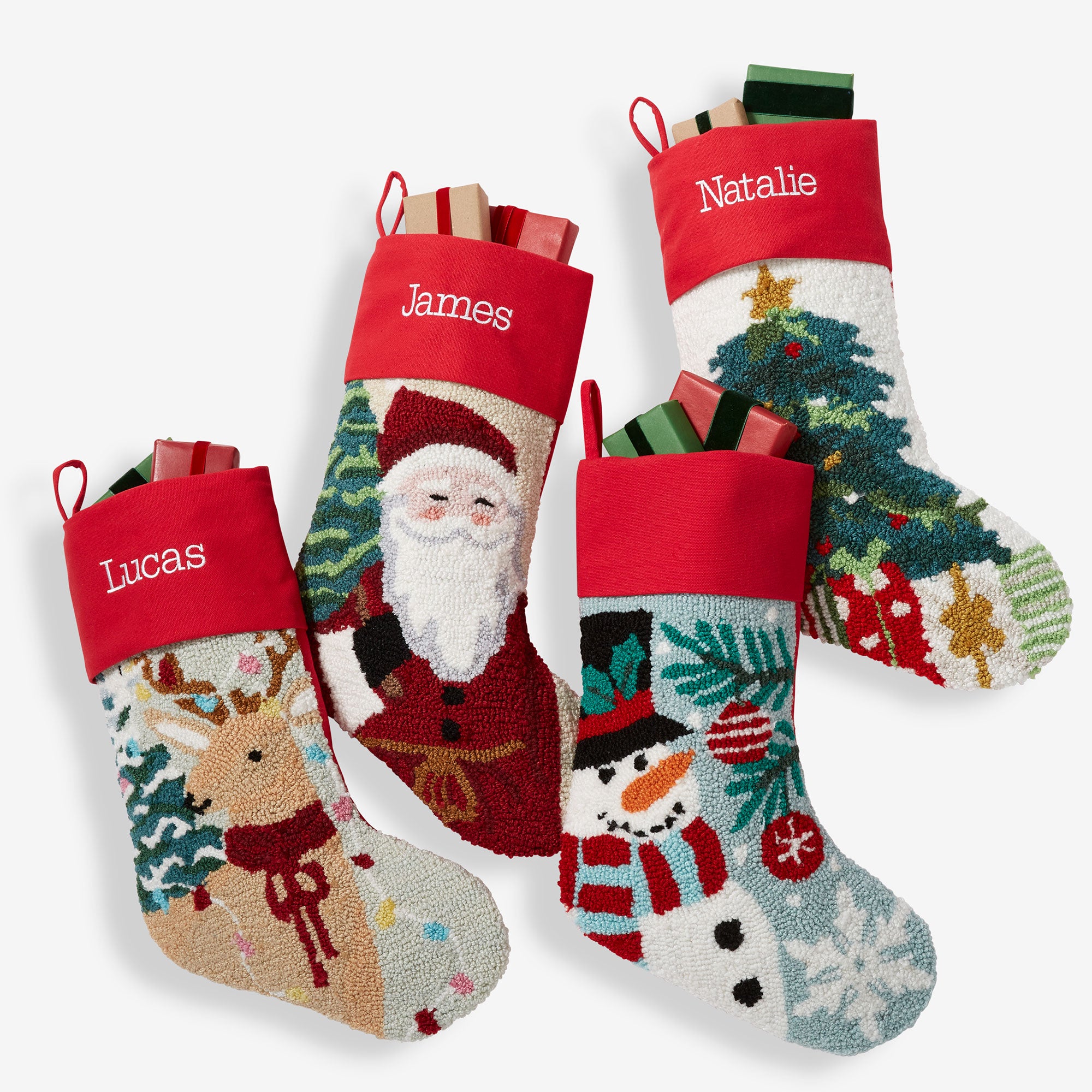 37556 - Classic Character Embroidered Hooked Christmas Stockings