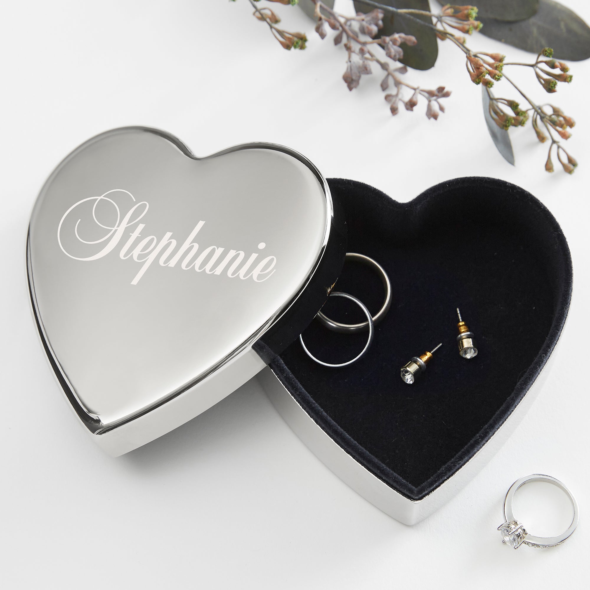 41267 Beautiful Reflections Personalized Silver Heart Keepsake Box