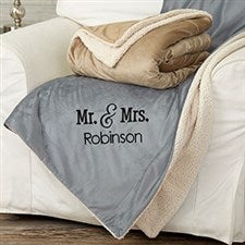 Embroidered Sherpa Blankets - Mr & Mrs - 20070
