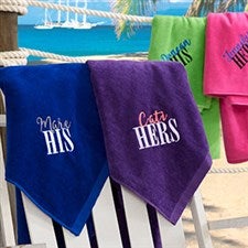 His & Hers Personalized Honeymoon Beach Towel - 20124
