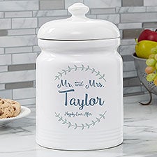 Personalized Cookie Jar - Mr & Mrs Laurel Leaf - 20145