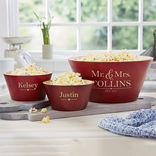 Personalized Red Bamboo Bowls - Wedding Couple - 20149