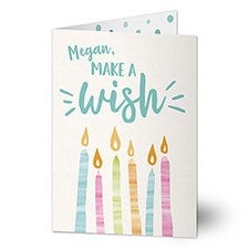 Personalized Birthday Card - Watercolor Candles - 20432