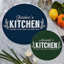 Personalized Round Glass Cutting Boards - Her Kitchen - 20468