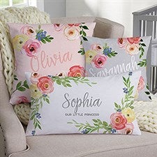 Personalized Floral Baby Throw Pillows - 20566