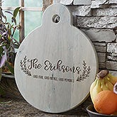 Personalized Round Wooden Serving Paddle - Rustic Farmhouse - 20578