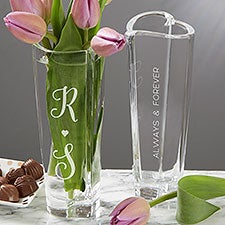 Engraved Crystal Vase - Orrefors Romantic Heart Bud Vase - 20765