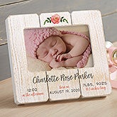 Floral Baby Girl Personalized Shiplap Frame - 20877