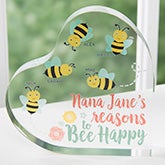 Bee Happy Personalized Glass Heart Keepsake - 20937