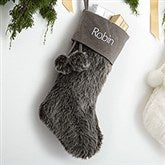Embroidered Faux Fur Christmas Stocking - 20986
