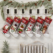Personalized Plaid Character Christmas Stockings - 20996