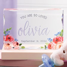 Personalized Acrylic Baby Keepsake - Floral Baby - 21024