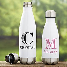 Striped Monogram Personalized Insulated Water Bottles - 21084